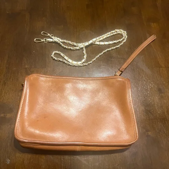 Coach Tan Leather Wristlet with Chain Strap - Picture 3 of 8
